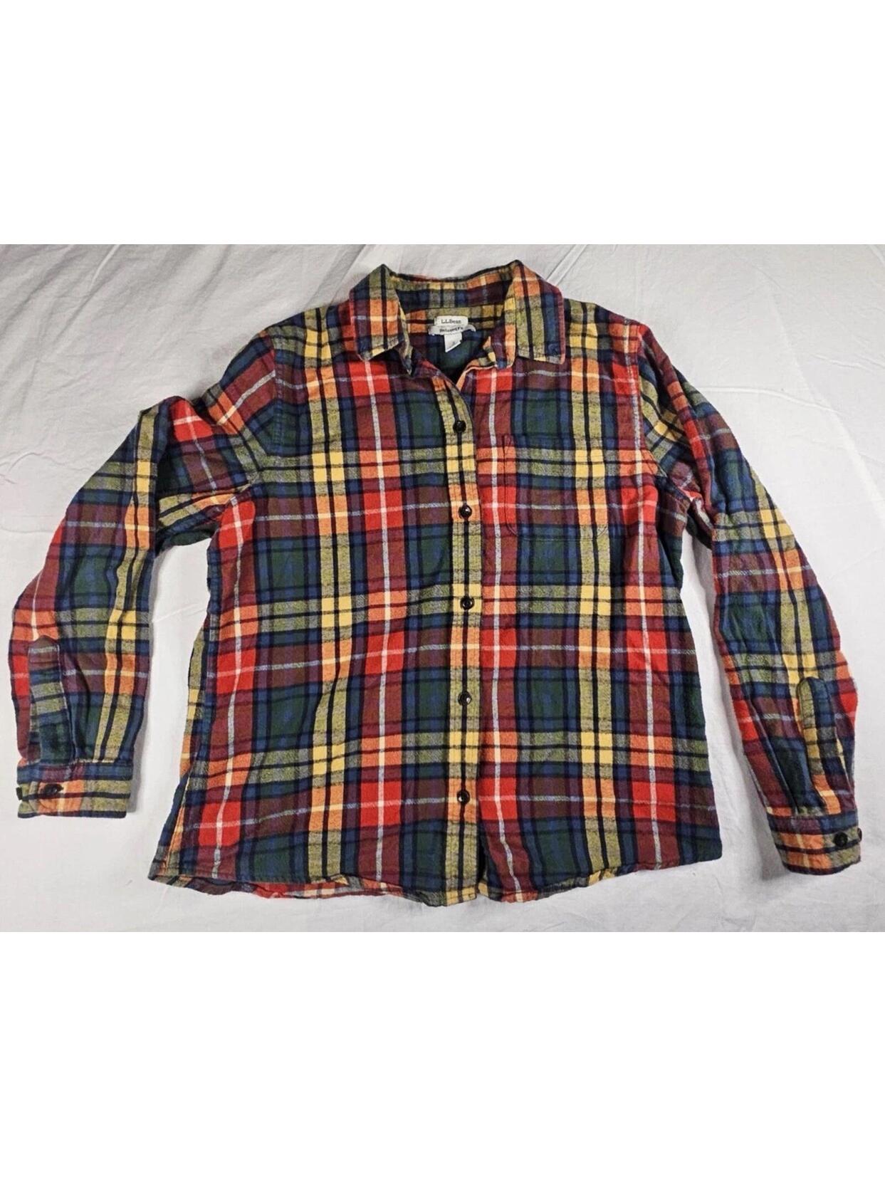 L.L.Bean Relaxed Fit Plaid Flannel Shirt Small Petite